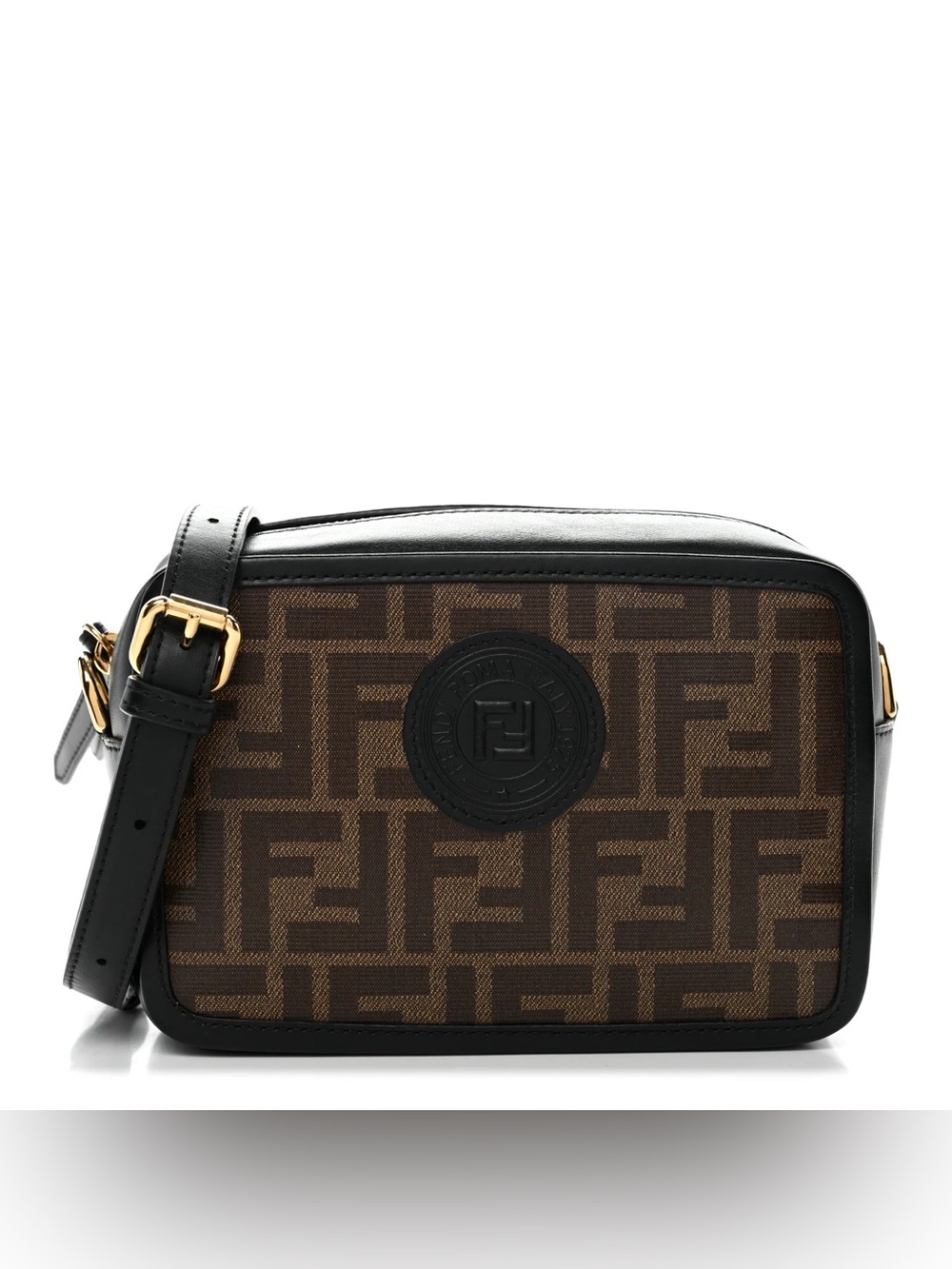 Fendi Brown Monogram Camera Bag with Black Trim